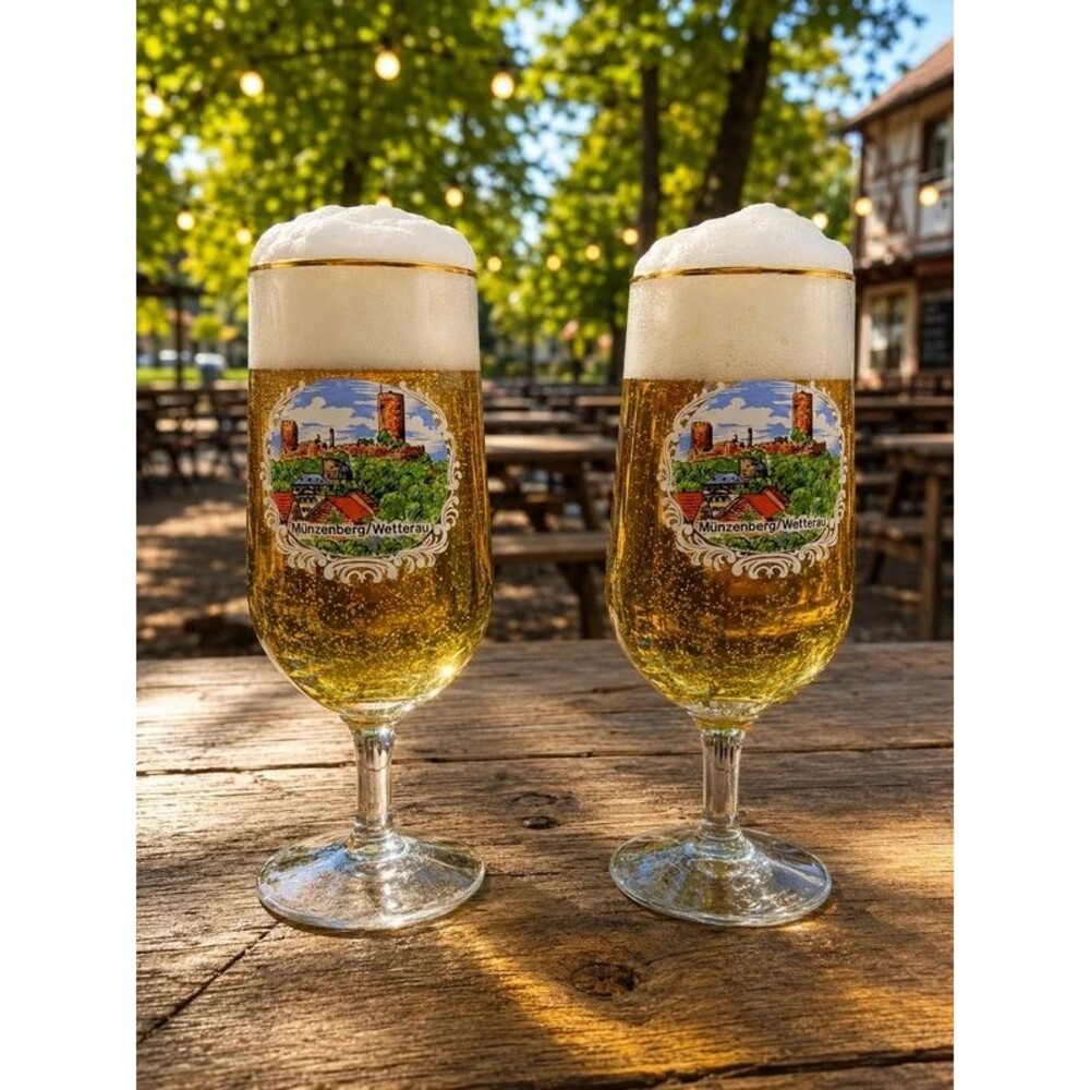 Vintage German Münzenberg Wetterau Cordial Glasses Gold Rim